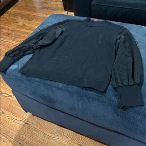 Vince Camuto Black Textured Balloon Sleeve Sweater